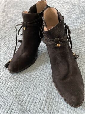 Juicy Couture Dark Brown Suede Tassel Ankle Boots